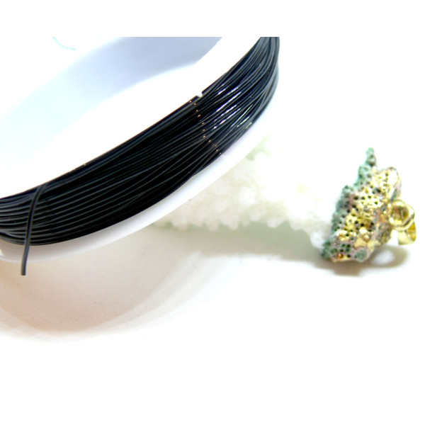 Bobines de Fil Élastique Cristal Noir 0.8 mm – Environ 10 m – Spécial Bijoux DIY