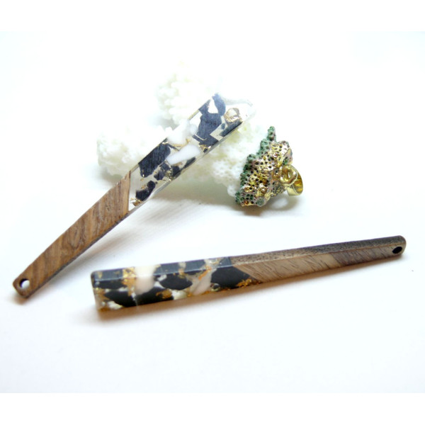 Pendentif Triangle en Bois et Résine 70 mm – Esprit Vintage 1950