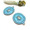 Pendentifs Médaillon Tortue 28 mm – Métal Couleur Cuivré Patiné Bleu Turquoise