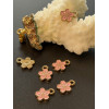 Breloques Fleurs de Sakura 9 mm – Résine Style Émaillé Rose – Base Dorée