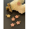H11C00534G03 – Lot de 10  ou 20 Breloques Fleurs de Sakura 9 mm – Résine Style Émaillé Rose – Base Dorée