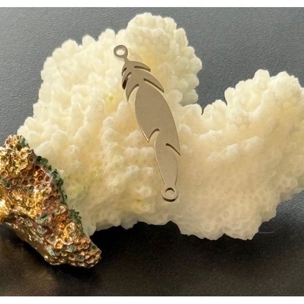 Pendentifs Connecteurs Plumes 29 mm – Acier Inoxydable 304 Argenté