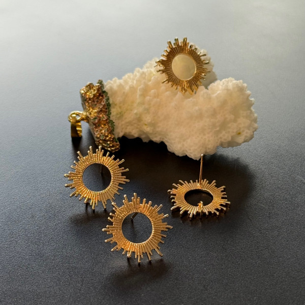 Boucles d’oreilles Soleil 18,5 mm avec anneau d’attache – Laiton Doré à l’or fin 18K