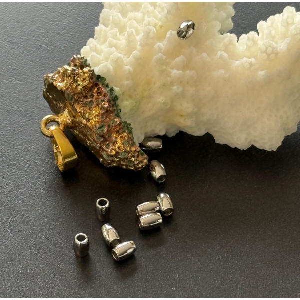 Perles Intercalaires Oblong 3x4mm – Acier Inoxydable Argenté