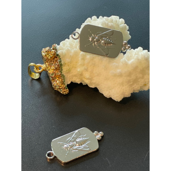 Pendentifs Rétro Abeille 29 mm – Acier Inoxydable Argenté