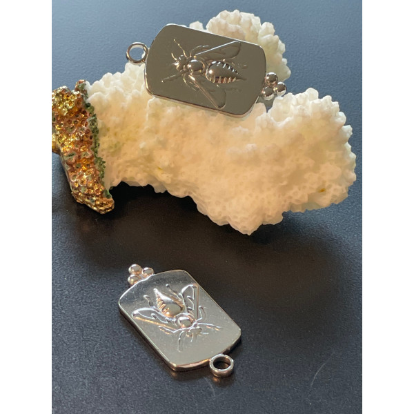 Pendentifs Rétro Abeille 29 mm – Acier Inoxydable Argenté