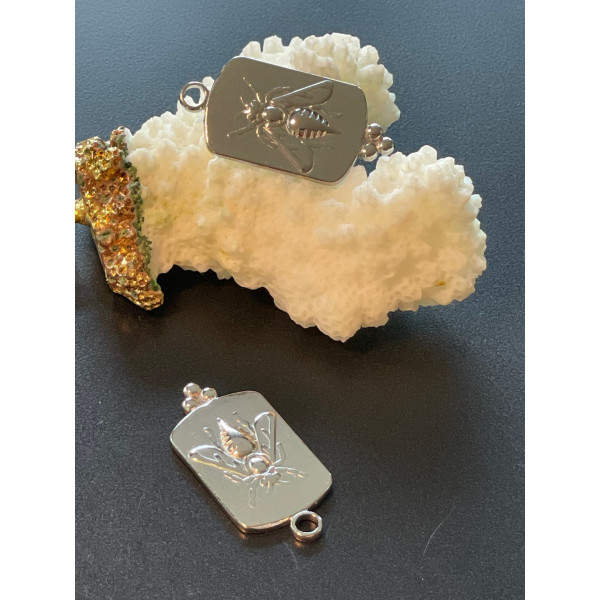 Pendentifs Rétro Abeille 29 mm – Acier Inoxydable Argenté