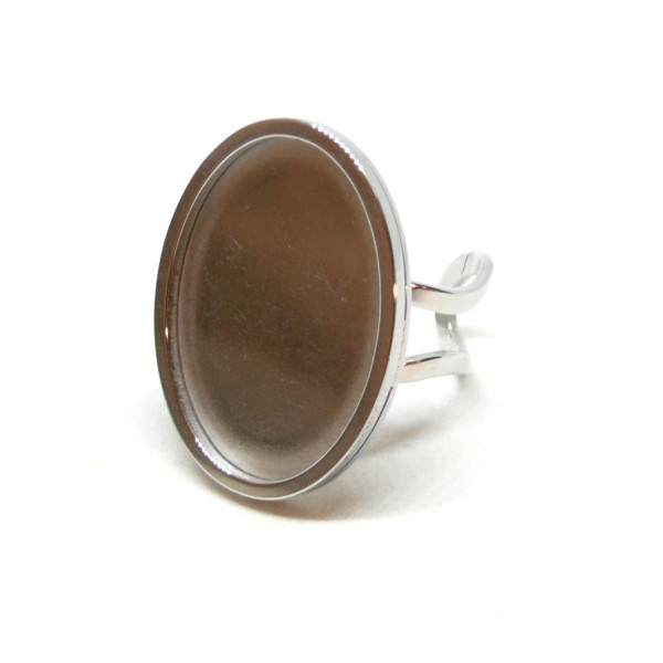 Support de Bague pour Cabochon Ovale 18x25mm – Acier Inoxydable 304 Argenté