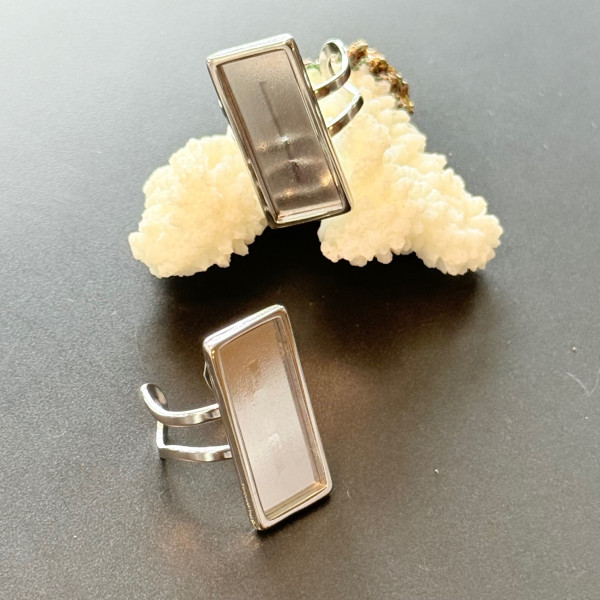Support de Bague Rectangle 25x10 mm en Acier Inoxydable 304 Argenté – Qualité Extra