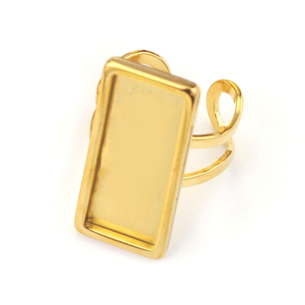 Support de Bague Rectangle 24x8mm – Acier Inoxydable 304 Doré Qualité Extra