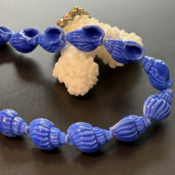 Perles Coquillage 20 par 13 mm – Céramique – Coloris Bleu