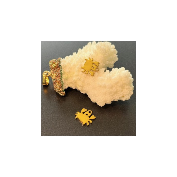 Pendentifs – Crabe Jaune 12 mm – Acier Inoxydable Doré à l'or fin 18K , placage IONIQUE