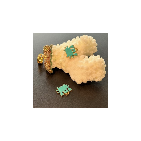 Pendentifs – Crabe Bleu Turquoise 12 mm – Acier Inoxydable Doré à l'or fin 18K , placage IONIQUE