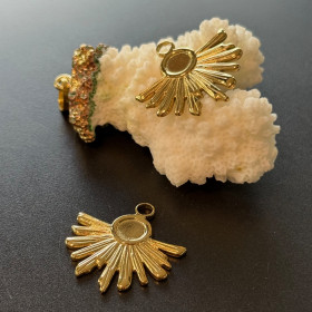 Support de Pendentif Éventail 26mm plateau 6mm – Acier Inoxydable Doré à l'or fin 18K, placage IONIQUE