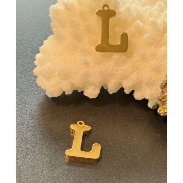 Pendentifs Lettre L Alphabet 12mm – Acier Inoxydable 304 Doré