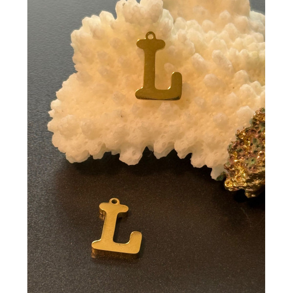 Pendentifs Lettre L Alphabet 12mm – Acier Inoxydable 304 Doré