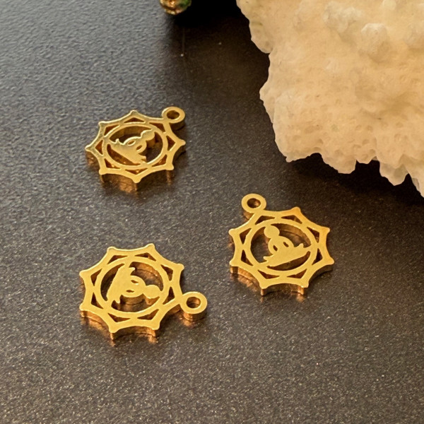 Pendentifs Yoga Healing, Bouddha 10 mm – Acier Inoxydable 304 Doré PVD