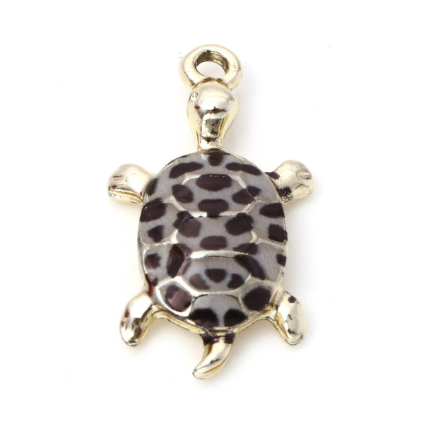 Pendentifs Tortue 24mm – Résine Émaillée & Métal Doré