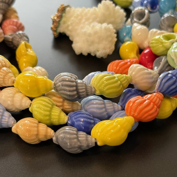 Perles Coquillage 20x13 mm – Céramique – Multicolore