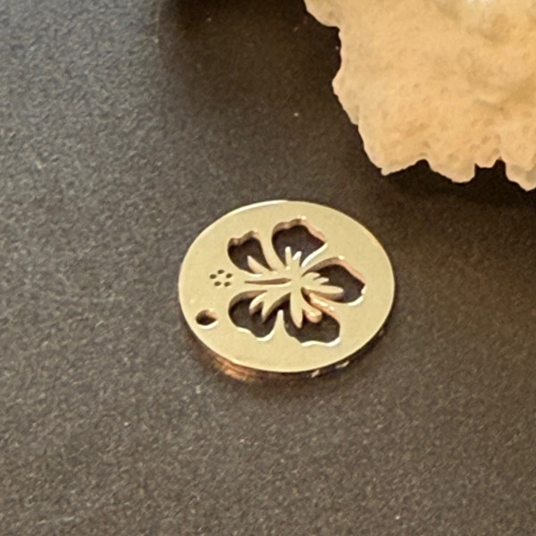 Pendentifs Fleur d'Hibiscus 15 mm – Acier Inoxydable 304 Argenté