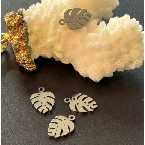 Pendentifs Feuille de Montserrat 13 mm – Acier Inoxydable finition ARGENT