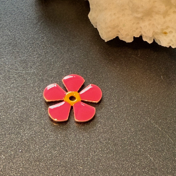 Perles intercalaires 13 mm – Résine Émaillée Rose