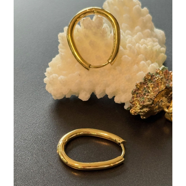 Créoles Goutte 22.5 x 2.5 mm – Acier Inoxydable 304 Doré – Placage IONIQUE