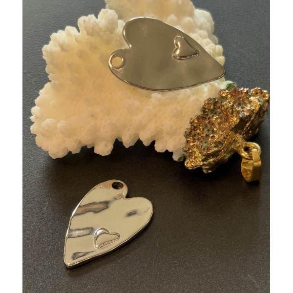 Pendentifs Cœur 23 mm – Acier Inoxydable 304 Argent