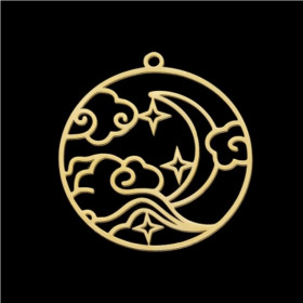 Pendentif Nuage Galaxie dans Cercle 30mm – Acier Inoxydable Doré