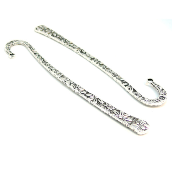 Marques page Fleurs, Papillon, Libellule 124mm – Métal Argent Antique