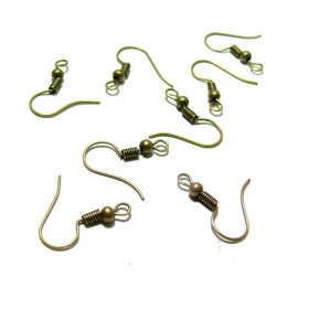 Boucles d’oreille Crochets Hameçons avec Bille – Laiton Finition Bronze