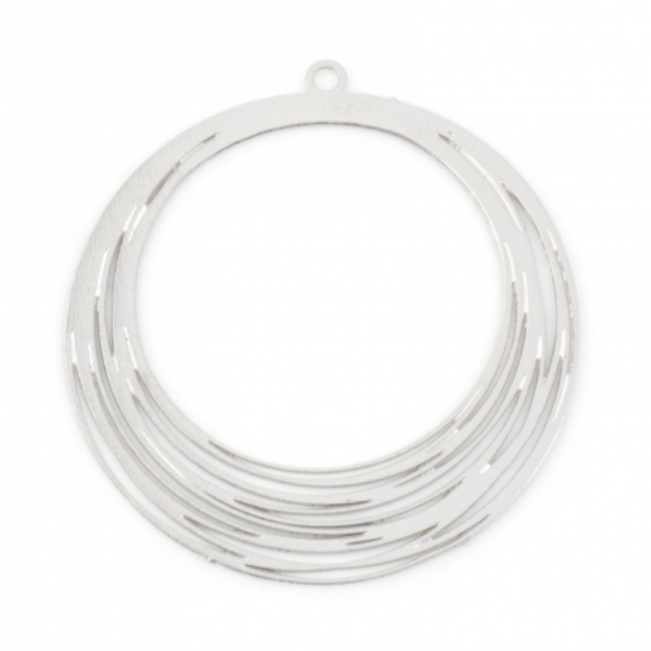 Pendentifs Estampes Filigrane Cercle 30mm Argent Platine