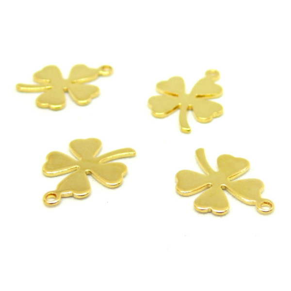 Pendentifs Breloques Trèfle 13.5mm – Acier Inoxydable 304 Doré à l'or fin 24K