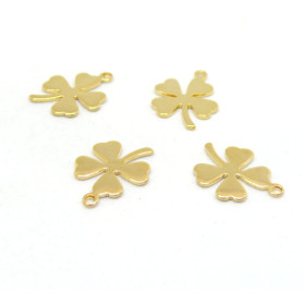 Pendentifs breloques Trèfle 13.5mm en Acier Inoxydable 304 coloris Doré