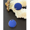 Sequins Résine Style Émaillé Rond Bleu 16mm – Base Métal Doré