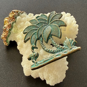 Pendentifs Île avec Palmiers Patine Ancienne Métal Bronze