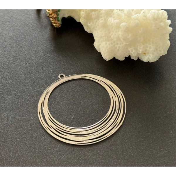 Pendentifs Estampes Filigrane Cercle 30mm Laiton Argent Platine