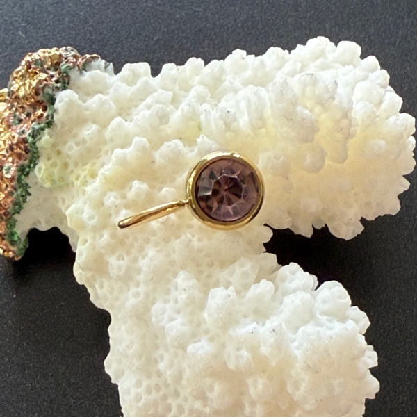 Pendentif avec Strass 8mm Mois d'octobre – Acier Inoxydable 316 Doré à l'or fin 14K