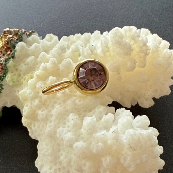 Pendentif avec Strass 8mm Mois d'octobre – Acier Inoxydable 316 Doré à l'or fin 14K