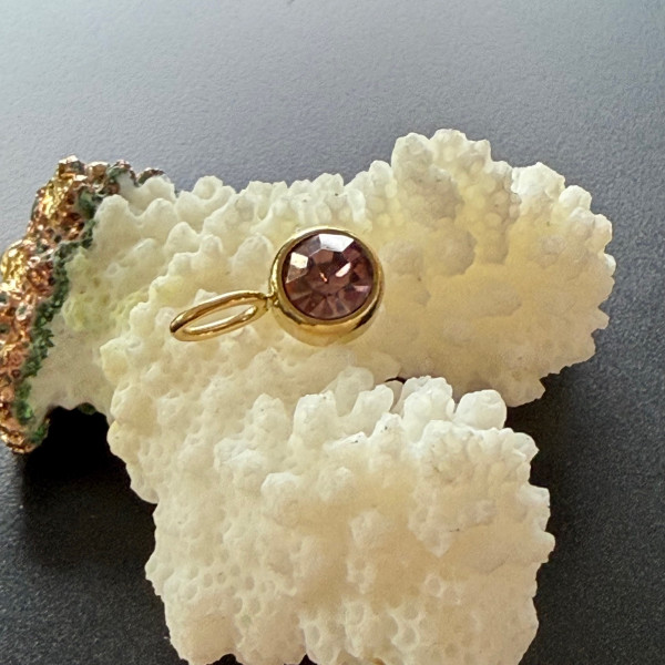 Pendentif avec Strass 8mm Mois d'octobre – Acier Inoxydable 316 Doré à l'or fin 14K