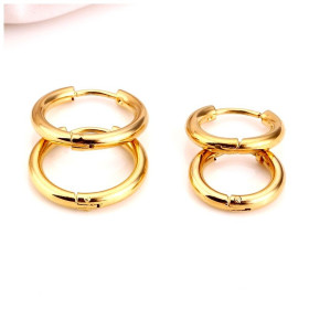 Créoles Rondes 15 par 2.5mm – Acier Inoxydable 304 Doré 18K  IONIQUE