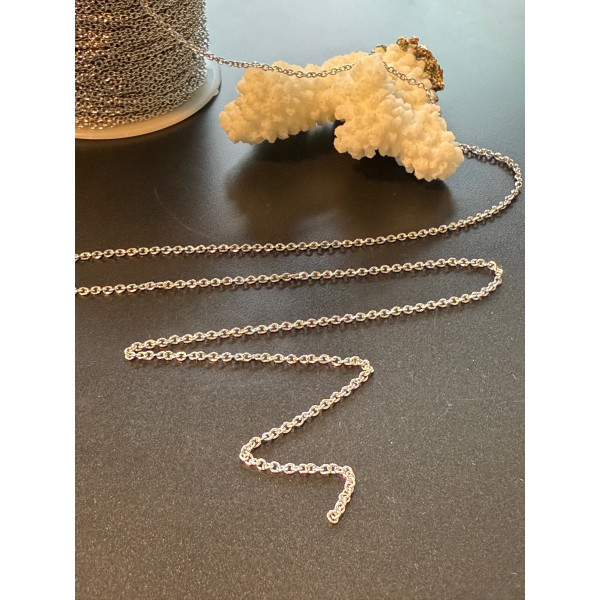 HCHSR003.06 – Lot de 2 ou 4 mètres de chaîne maille 3x2 mm – Acier Inoxydable 304 finition Argenté
