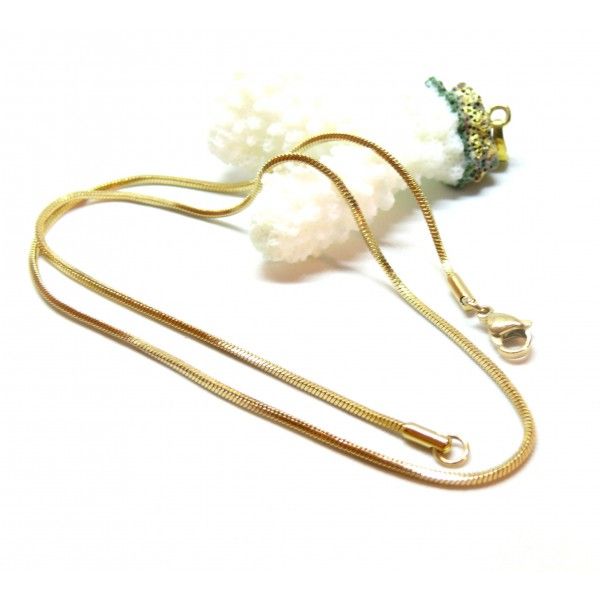 Collier Serpent Cube 45 cm MAILLE 1.5mm – Acier Inoxydable 304 Doré à l'or fin 18K IONIQUE