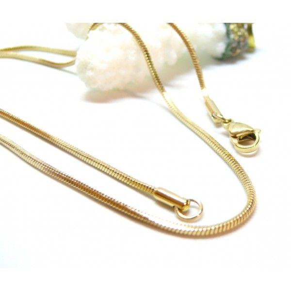 Collier Serpent Cube 45 cm MAILLE 1.5mm – Acier Inoxydable 304 Doré à l'or fin 18K IONIQUE