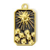 Pendentif Champs de Tournesol résine émaillé NOIR 26mm, Acier Inoxydable finition, Doré à l'or fin 18K