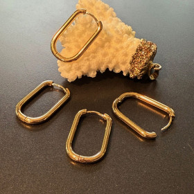 Créoles Ovales 26 x 2.5 mm – Acier Inoxydable 304 Doré à l’or fin 18K – IONIQUE