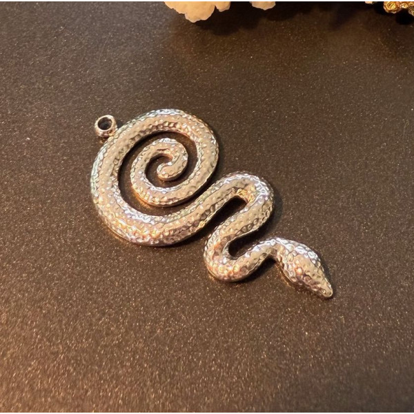 Pendentif Serpent 36 mm – Acier Inoxydable 304 Argenté