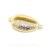 Connecteur Slide Coquillage Cauri 21mm – Cuivre Doré à l'or fin 18K & Rhinestone