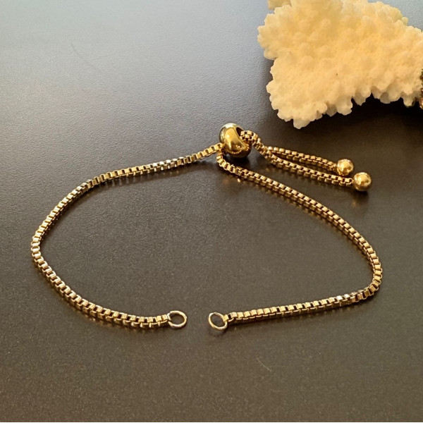 Bracelet Réglable Maille Paloma Box Cube 24cm – Acier Inoxydable 304 Doré