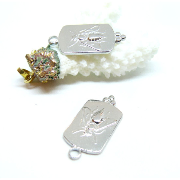 Pendentifs Rétro Abeille 29 mm – Acier Inoxydable Argenté